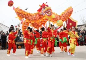 lantern dragon dancing in China